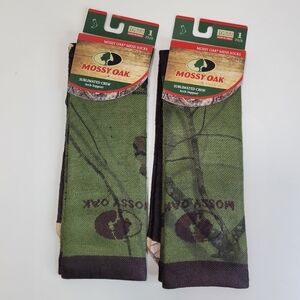 Mossy Oak Sublimated ARCH SUPPORT Foliage Crew Socks 2 pairs Size Men Large 9-12